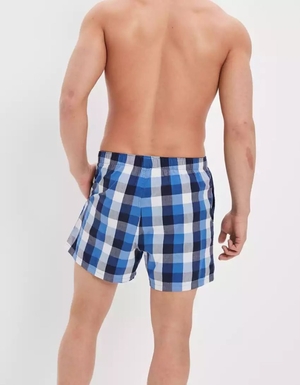 Shorts De Bain American Eagle AEO Plaid Stretch Pocket Bleu Marine Homme | KPF-58857146